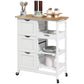 Rolling Kitchen Island Cart with 3 Drawers - White