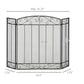 3-Panel Folding Fireplace Screen, Steel Mesh Fire Spark Guard Cover with Decorative Vine Pattern for Living Room Indoor Decor, 41.25" x 31.75", Black