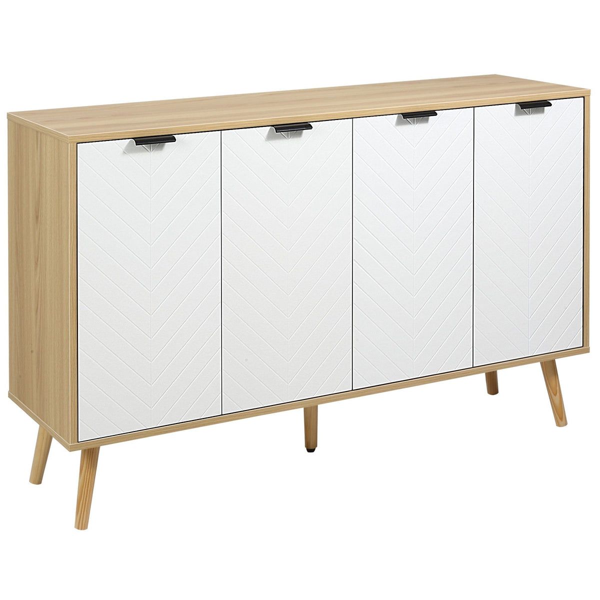 Sideboard Buffet with Adjustable Shelves and 4 Doors - Natural