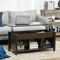 Lift Top Coffee Table, Modern Center Table with Storage Shelves and Hidden Compartment for Living Room, 41" L, Espresso