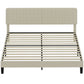 King Platform Bed Frame with Adjustable Headboard - Light Grey