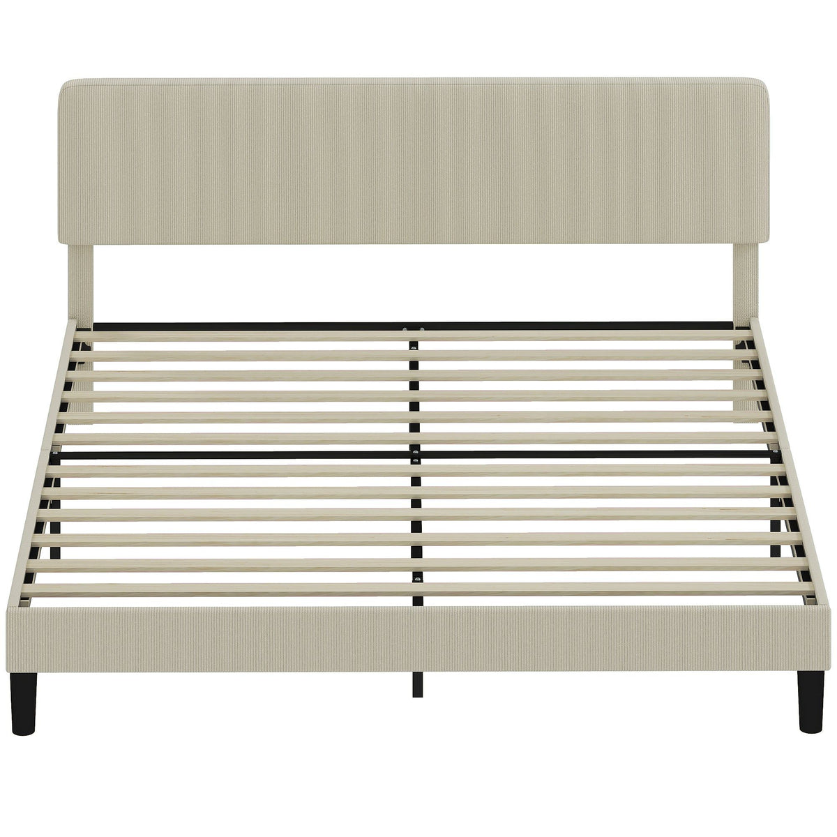 King Platform Bed Frame with Adjustable Headboard - Light Grey