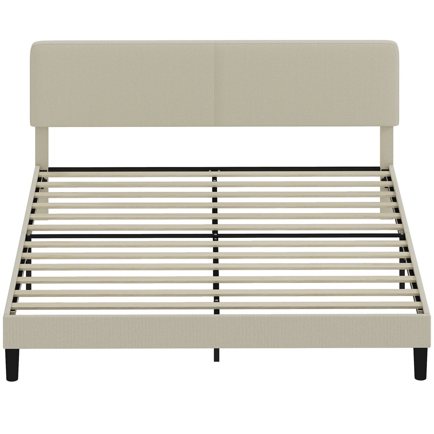 King Platform Bed Frame with Adjustable Headboard - Light Grey