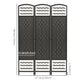 3 Panel Folding Room Divider, Portable Privacy Screen, Wave Fiber Room Partition for Home Office, Black