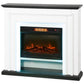41 Inch Electric Fireplace with Mantel, 1400W Fireplace Heater with Adjustable 3D Flame Effect, Black and White