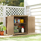 Wooden Outdoor Storage Cabinet, Garden Shed Potting Shed with Shelf and Double Doors, Natural