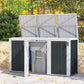 Outdoor Storage Shed Rustproof Garbage Bin Shed with Gas Struts Magnetic Doors for 3 Bins White and Grey