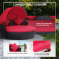4 Pieces Outdoor Daybed with Retractable Canopy, Wicker Lounger Bed, Conversation Furniture Set, Dark Blue