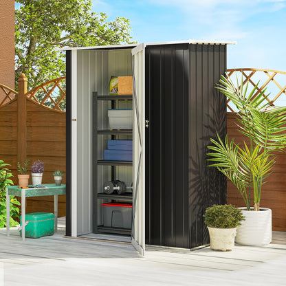 5' x 3' Metal Garden Shed with Lockable Doors and Sloped Roof
