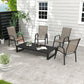 Set of 4 Outdoor Dining Chairs, Heavy Duty Stackable Patio Dining Set with Armrests for Balcony Garden, Grey