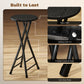 Set of 2 Foldable Barstools, Counter Height Bar Stools with Footrest and Steel Legs for Kitchen Island, Black