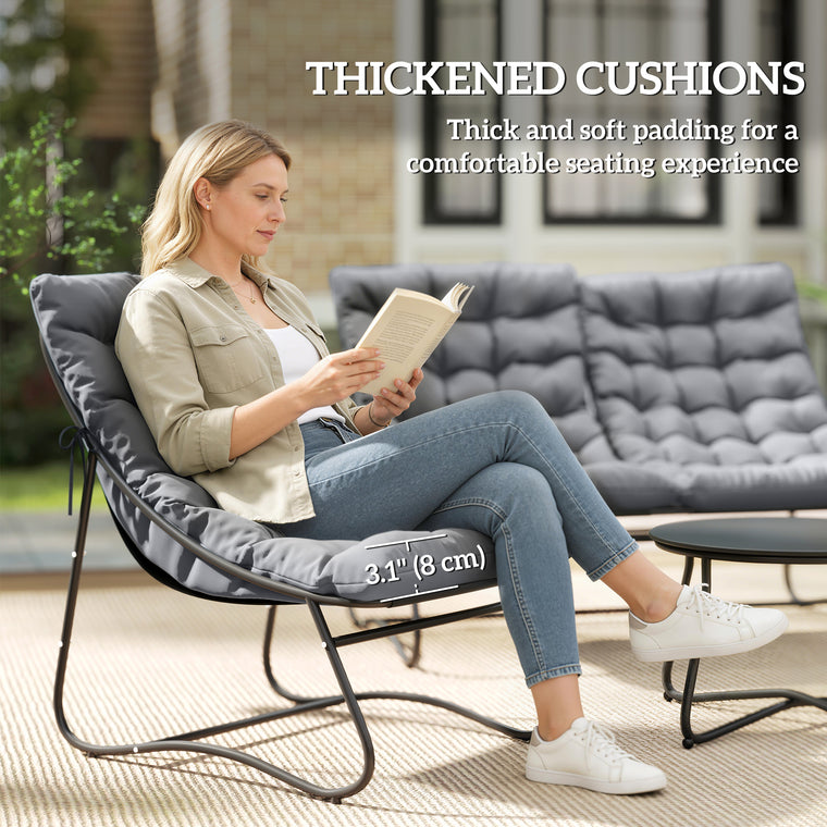 4-Piece Conversation Set with Round Metal Table