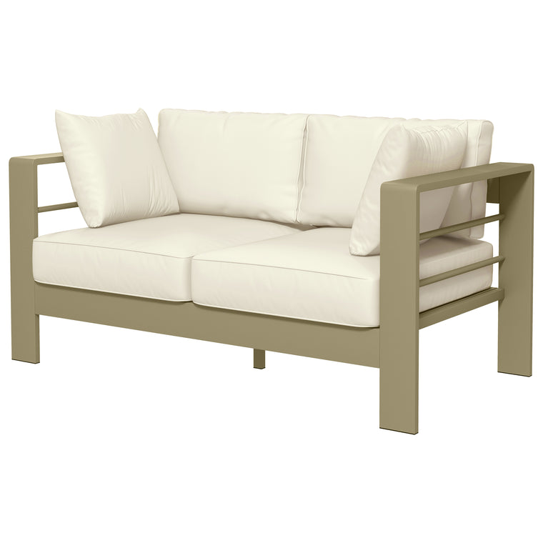 Patio Loveseat with Cushions and Wide Armrests