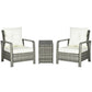3 Pieces Wicker Patio Furniture Set, Rattan Bistro Set with Storage Coffee Table and Thickened Cushions, Outdoor Conversation Set for Garden, Porch, Balcony, Beige