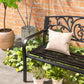 50" 2-Seater Garden Bench Chair, Outdoor Blossoming Pattern Garden Decorative Loveseat Bench for Yard, Lawn, Porch, Black