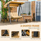 2-Seater Outdoor Porch Swing with Adjustable Canopy, Patio Swing Chair for Garden, Poolside, Backyard, Dark Blue