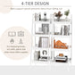 Set of 2, 4 Tier Ladder Shelf Bookcase, Multi-Use Display Rack, Storage Shelving Unit Display Stand, Flower Plant Stand, Home Office Furniture, White