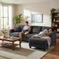L Shaped Couch, L Shape Sofa with Chaise Lounge and Spring Cushion for Living Room, Bedroom, Charcoal Grey
