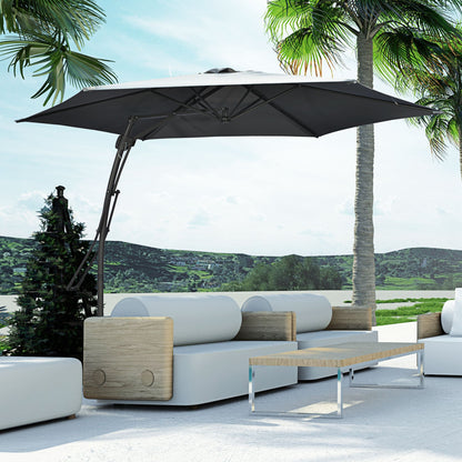 10ft Dark Grey Cantilever Umbrella with Crank & Cross Base