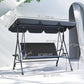 3-Seat Patio Swing Chair, Outdoor Canopy Swing Glider with Adjustable Shade, Grey
