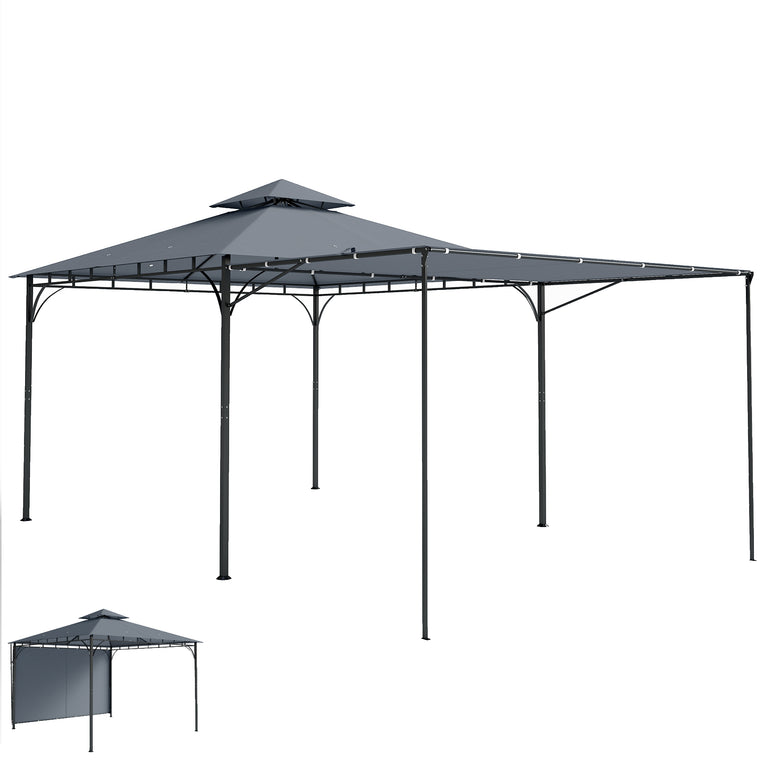 126" x 126" Dark Grey Patio Gazebo with Double Roof