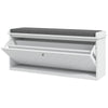 Upholstered Shoe Storage Bench with Flip Drawer - White