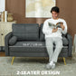56" Loveseat Sofa for Bedroom Upholstered 2 Seater Couch with Back Cushions and Pillows, Dark Grey