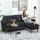 L Shape Sofa, Modern Sectional Couch with Changeable Chaise Lounge, Wooden Legs, Corner Sofa for Living Room, Black