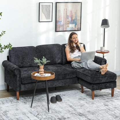 L-Shaped Sectional with Changeable Chaise & Wood Legs