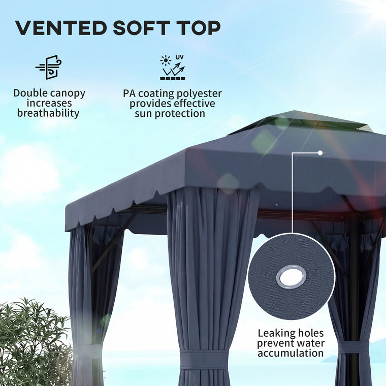 10' x 10' Soft-Top Gazebo with Curtains and Mesh Screen