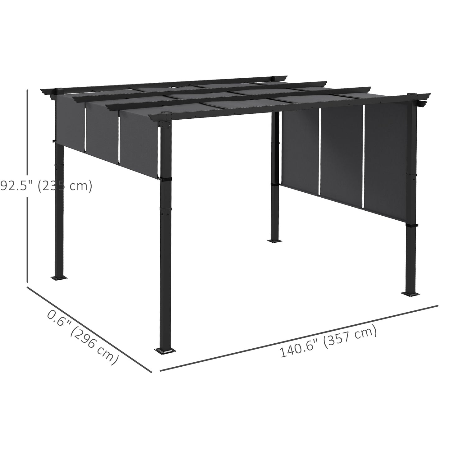 Metal Pergola, Outdoor Pergola with Retractable Canopy, for Garden, Patio, Backyard, Deck
