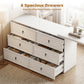 L Shaped Computer Desk Home Office Desk with 6 Drawers White Wood Grain