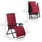 Folding Garden Chairs Set of 2, Reclining Zero Gravity Chair, Sun Lounger with Cushion and Headrest, Khaki