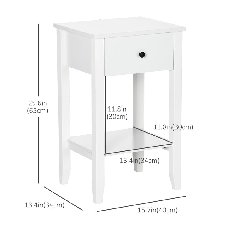 2-Tier End Tables Set of 2 with Drawer