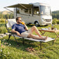 Folding Lounge Chair w/ Reclining Back, Cream White