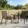 3-Piece Bistro Set with Stackable Mesh Chairs & Glass Table