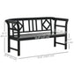 Wooden Outdoor Bench, 3 Person Patio Garden Bench with Diamond Pattern Backrest, Slatted Seat, 792 LBS Capacity, Black