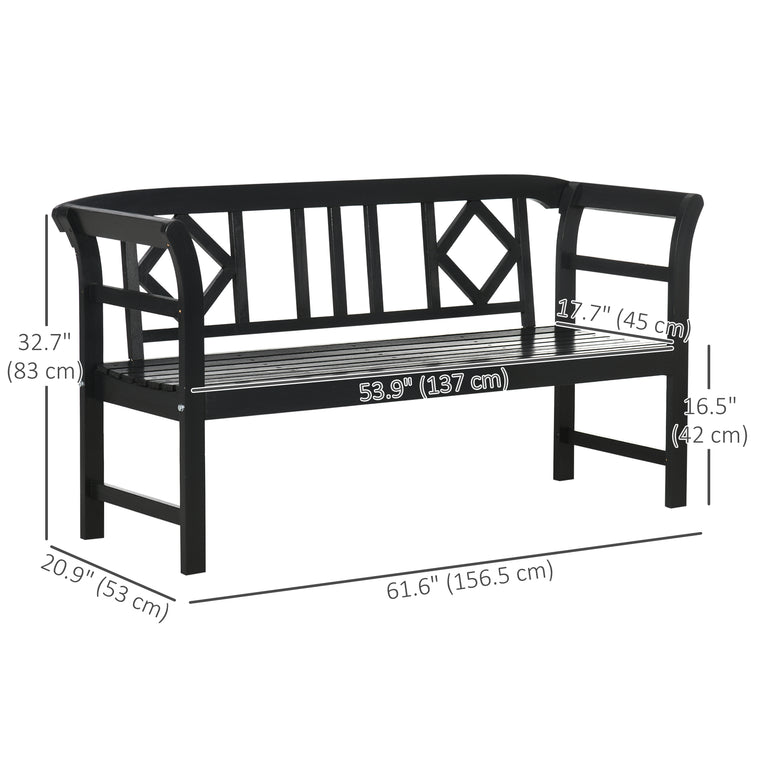 3-Person Wood Garden Bench with Diamond Backrest