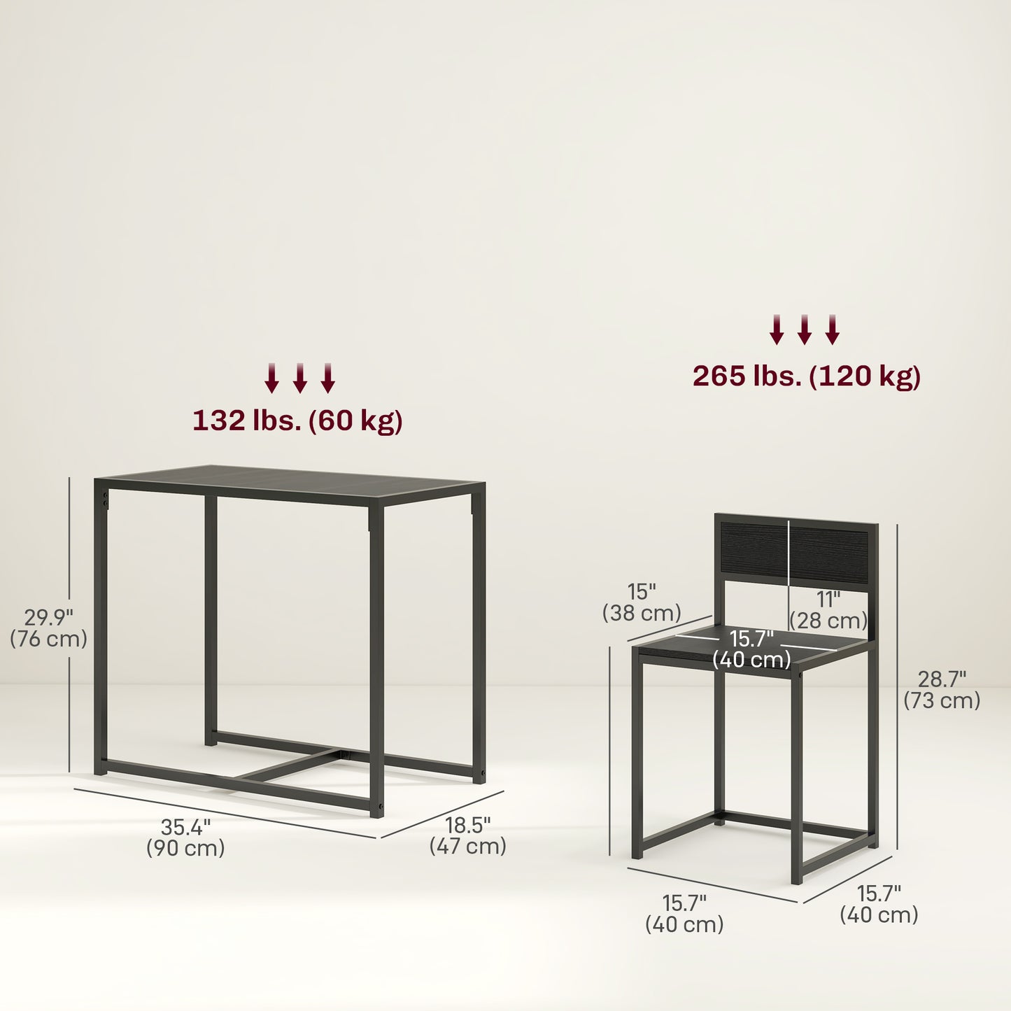 Dining Table Set, Industrial Dining Set for 2, Kitchen Table and Chairs for Small Space, Dining Room Table with Chairs
