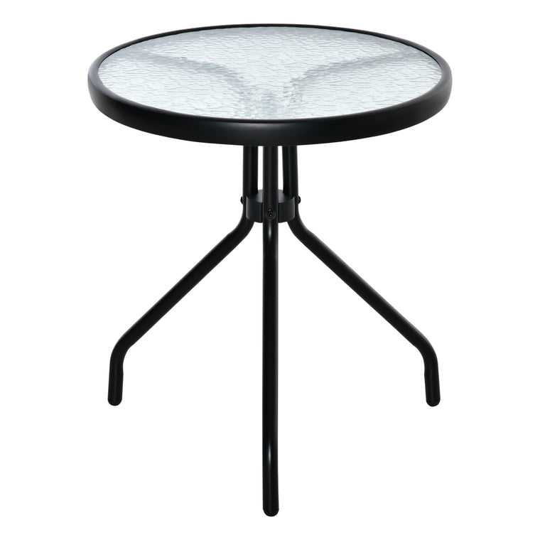 20" Round Outdoor End Table with Glass Top