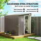 5'x7' Lean to Galvanized Metal Shed with Foundation, Garden Tool Storage House w/ Sliding Door and 2 Vents, Light Grey