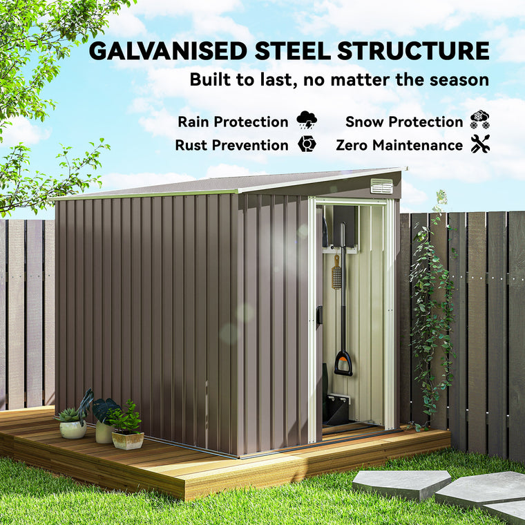 5' x 7' Lean-To Shed with Sliding Doors and Foundation
