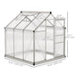 6' x 6' x 6.6' Polycarbonate Greenhouse, Walk-In Green House Kit Garden, Plants Grow, Galvanized Sheet Aluminum Frame with Rain Gutter, Vent and Sliding Door, Silver