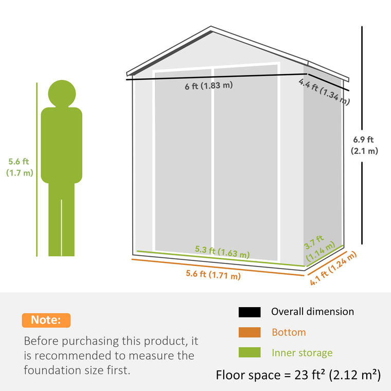 6' x 4.5' Plastic Shed with Double Doors & Vent