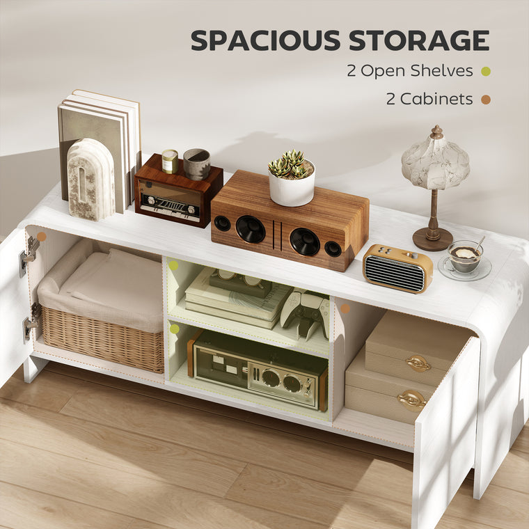55" Nordic TV Stand with 2 Cabinets - White