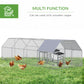 Chicken Run Outdoor, Galvanized Large Metal Chicken Coop Cage, Walk-in Enclosure Poultry Hen Run House Playpen Rabbit Hutch with Flat Roof, Cover