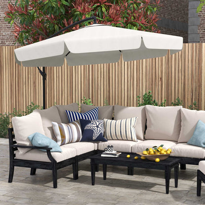 11FT Cream White Cantilever Umbrella with Cross Base & 8 Ribs