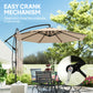 10FT Cantilever Patio Umbrella with 8 Ribs, Offset Patio Umbrella with Cover and Wind Ropes for Garden, Yard, Khaki