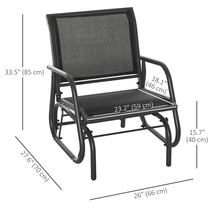 Black Glider Chair with Mesh Seat and Metal Frame
