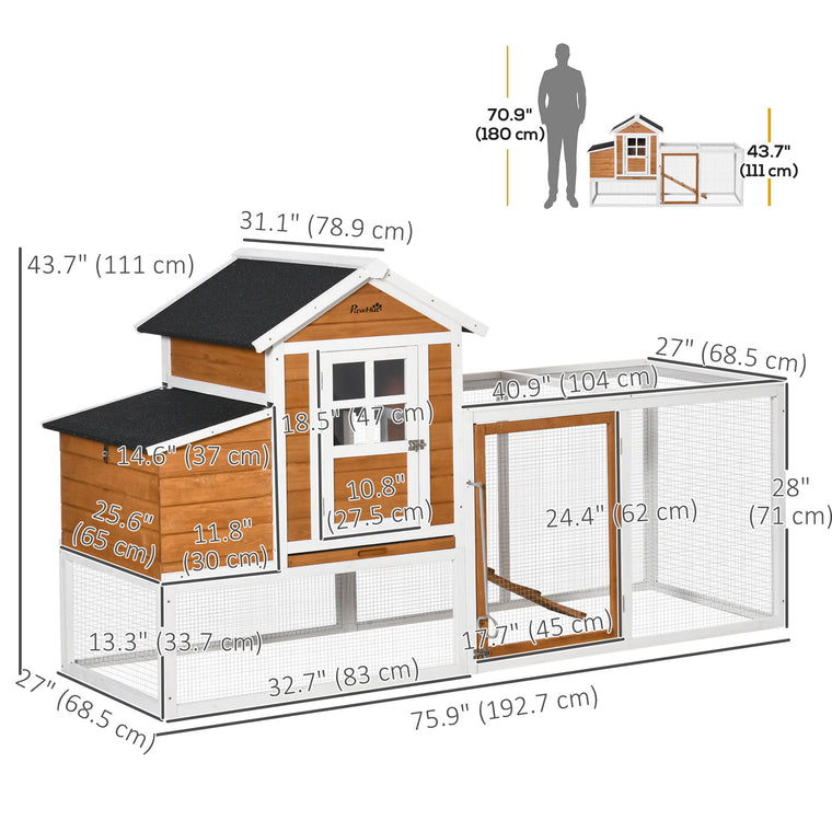 Large Waterproof Chicken Coop with Nesting Box & Run